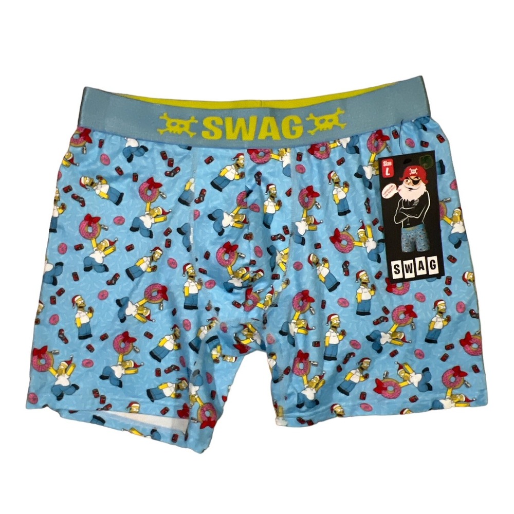 SWAG The Simpsons Homer Santa Boxer Brief Men's LARGE Christmas Donut Beer New
